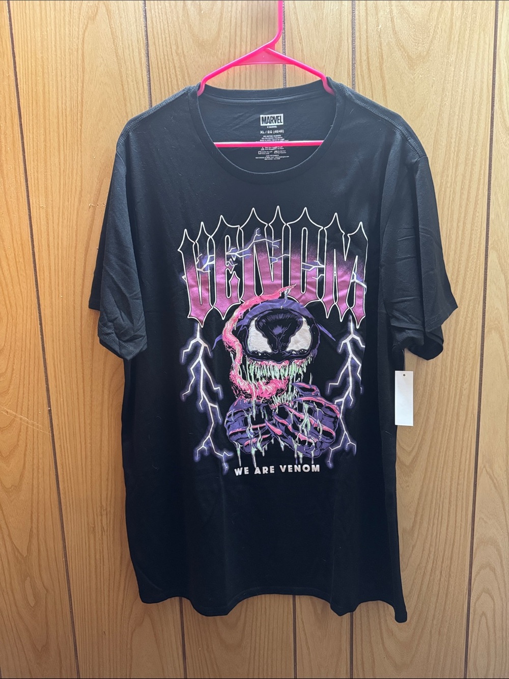Marvel Black Venom Graphic Tee with Pink & Purple Accents‎